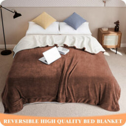 Ameha Sherpa Fleece Blanket Coffee Soft Thick & Fluffy Reversible Smooth Touch Warm Throw Super King 230X270Cm - thumbnail 8