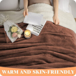Ameha Sherpa Fleece Blanket Coffee Soft Thick & Fluffy Reversible Smooth Touch Warm Throw Super King 230X270Cm - thumbnail 4