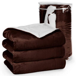 Ameha Sherpa Fleece Blanket Coffee Soft Thick & Fluffy Reversible Smooth Touch Warm Throw Super King 230X270Cm