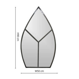 Ivyline Large Outdoor Black Metal Framed Leaf Arched Mirror (24231) - thumbnail 3