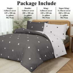 Aspire Homeware Printed Microfiber Duvet Cover Set, Grey & White Dotted Reversible, Double, (L)200Cm X (W)200Cm - thumbnail 6