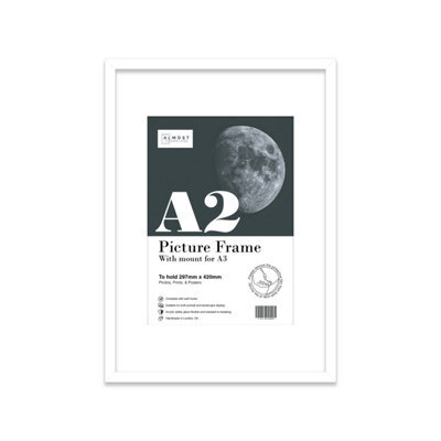 A2 White Picture Frame With Mount For A3 (29.7 X 42Cm - 11.7 X 16.5In) Poster, Photo, Artwork, Or Print. - image 1