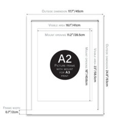 A2 White Picture Frame With Mount For A3 (29.7 X 42Cm - 11.7 X 16.5In) Poster, Photo, Artwork, Or Print. - thumbnail 2