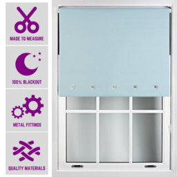 Furnished Made To Measure Blackout Roller Blinds With Round Eyelets And Metal Fittings - Duck Egg Blue (W)60Cm (L)165Cm - thumbnail 1