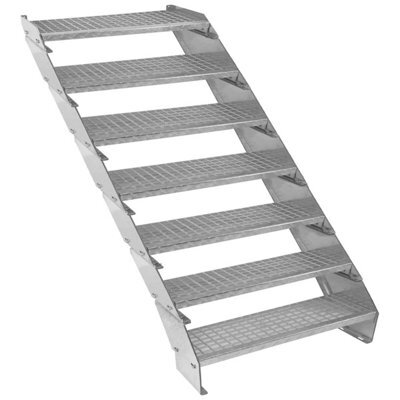 MonsterShop Height Adjustable Metal Staircase 7 Steps - 900mm Wide - image 1
