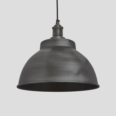 Industville Brooklyn Dome Pendant, 13 Inch, Pewter, Pewter Holder - image 1