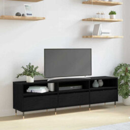 Berkfield Modern Tv Cabinet Black Oak 150X30X44.5 Cm Engineered Wood - thumbnail 2