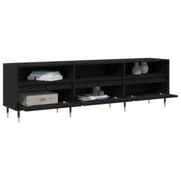 Berkfield Modern Tv Cabinet Black Oak 150X30X44.5 Cm Engineered Wood - thumbnail 3