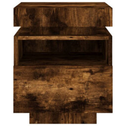 Berkfield Bedside Cabinet With Led Lights Smoked Oak 40X39X48.5 Cm - thumbnail 7