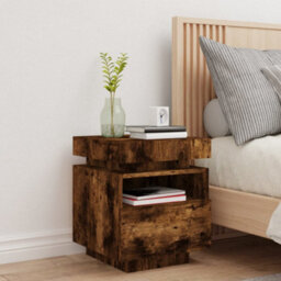 Berkfield Bedside Cabinet With Led Lights Smoked Oak 40X39X48.5 Cm - thumbnail 3