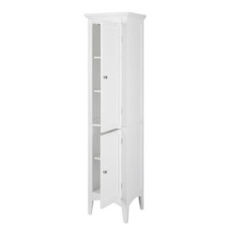 Teamson Home Bathroom Tall Column Cabinet, Wooden Cabinet With 2 Shutter Doors, Bathroom Storage, White - thumbnail 6