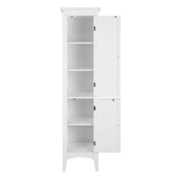 Teamson Home Bathroom Tall Column Cabinet, Wooden Cabinet With 2 Shutter Doors, Bathroom Storage, White - thumbnail 7