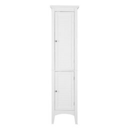 Teamson Home Bathroom Tall Column Cabinet, Wooden Cabinet With 2 Shutter Doors, Bathroom Storage, White - thumbnail 2