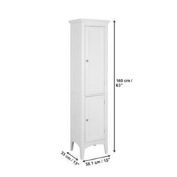 Teamson Home Bathroom Tall Column Cabinet, Wooden Cabinet With 2 Shutter Doors, Bathroom Storage, White - thumbnail 5