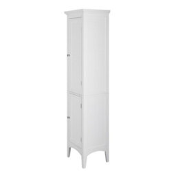 Teamson Home Bathroom Tall Column Cabinet, Wooden Cabinet With 2 Shutter Doors, Bathroom Storage, White - thumbnail 9