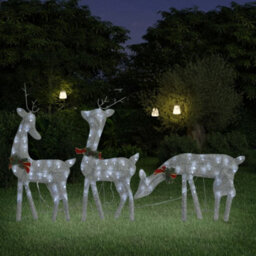 Berkfield Christmas Reindeer Family 270X7X90 Cm Silver Cold White Mesh