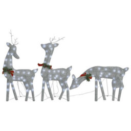 Berkfield Christmas Reindeer Family 270X7X90 Cm Silver Cold White Mesh - thumbnail 2