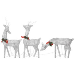 Berkfield Christmas Reindeer Family 270X7X90 Cm Silver Cold White Mesh - thumbnail 3