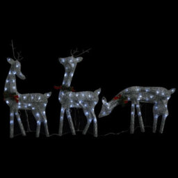 Berkfield Christmas Reindeer Family 270X7X90 Cm Silver Cold White Mesh - thumbnail 8