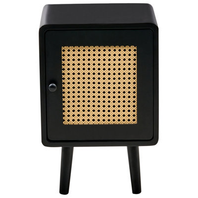 Wyld And Coco Bohonest Bedside Table Black, Mdf With Pe Viennese Braid Drawer, W33 X D30 X H50Cm - image 1