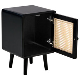 Wyld And Coco Bohonest Bedside Table Black, Mdf With Pe Viennese Braid Drawer, W33 X D30 X H50Cm - thumbnail 5