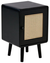 Wyld And Coco Bohonest Bedside Table Black, Mdf With Pe Viennese Braid Drawer, W33 X D30 X H50Cm - thumbnail 3