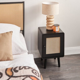 Wyld And Coco Bohonest Bedside Table Black, Mdf With Pe Viennese Braid Drawer, W33 X D30 X H50Cm - thumbnail 2