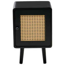 Wyld And Coco Bohonest Bedside Table Black, Mdf With Pe Viennese Braid Drawer, W33 X D30 X H50Cm - thumbnail 1