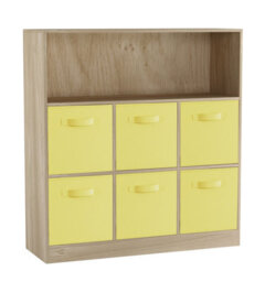 Urbn-Living Oak, Yellow - Wide 7-Cube Bookcase With Drawers