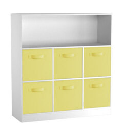 Urbn-Living Oak, Yellow - Wide 7-Cube Bookcase With Drawers - thumbnail 7