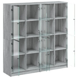 Berkfield Modern Bookcase With Doors Grey Sonoma 136X37X142 Cm Engineered Wood - thumbnail 6