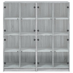 Berkfield Modern Bookcase With Doors Grey Sonoma 136X37X142 Cm Engineered Wood - thumbnail 7