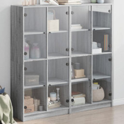 Berkfield Modern Bookcase With Doors Grey Sonoma 136X37X142 Cm Engineered Wood - thumbnail 2