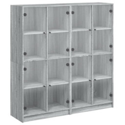 Berkfield Modern Bookcase With Doors Grey Sonoma 136X37X142 Cm Engineered Wood - thumbnail 1