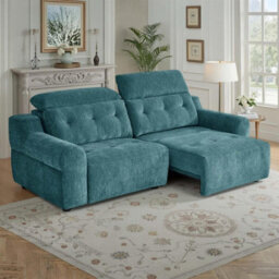 Furnishings For Less UK Harrington Teal Electric Sofa Bed Chenille Adjustable Headrests - thumbnail 5