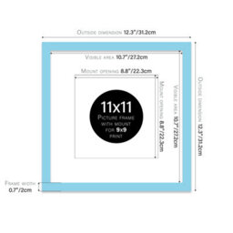 "11X11"" Light Blue Picture Frame - 11X11"" Square Frame With 9X9"" Mount For 11X11""/9X9"" Pictures Moderrn Style Thin Edge, 1 Pack" - thumbnail 2