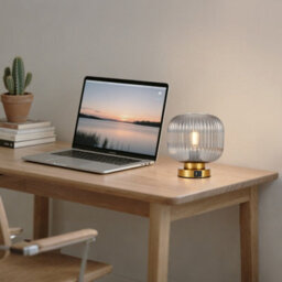 Harper Living Table Lamp With Usb-C & Usb-A Charging Ports, Touch Control Dimmable E27 Desk Lamp, Smoked Glass Shade - thumbnail 7
