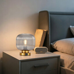 Harper Living Table Lamp With Usb-C & Usb-A Charging Ports, Touch Control Dimmable E27 Desk Lamp, Smoked Glass Shade - thumbnail 6
