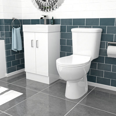 Nes Home 450mm Floorstanding Basin Vanity Unit And Close Coupled Toilet - image 1
