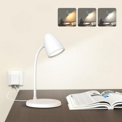 Amorly White Dimmable Led Desk Lamp, 3 Color Light Small Reading Table Lamp For Home Office, Bedroom Bedside - image 1