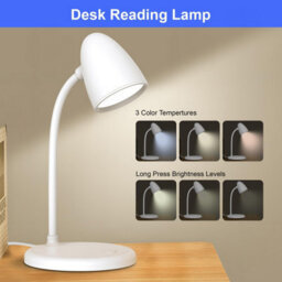 Amorly White Dimmable Led Desk Lamp, 3 Color Light Small Reading Table Lamp For Home Office, Bedroom Bedside - thumbnail 6