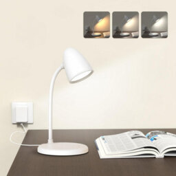Amorly White Dimmable Led Desk Lamp, 3 Color Light Small Reading Table Lamp For Home Office, Bedroom Bedside - thumbnail 1