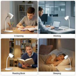 Amorly White Dimmable Led Desk Lamp, 3 Color Light Small Reading Table Lamp For Home Office, Bedroom Bedside - thumbnail 4