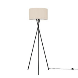 Valuelights Camden Black Tripod Floor Lamp With Cream Shade