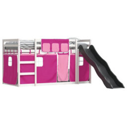 Berkfield Bunk Bed Without Mattress With Slide And Curtains Pink 90X190 Cm Single - thumbnail 4