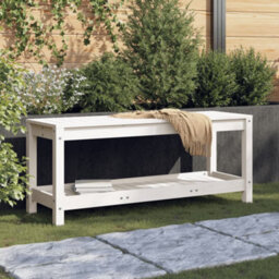 Berkfield Garden Bench White 108X35X45 Cm Solid Wood Pine