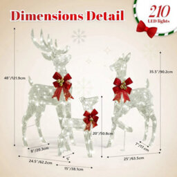 Christmas Reindeer Elk Deer 3Pcs Family Set Outdoor Decorations Xmas Led Lights - thumbnail 2