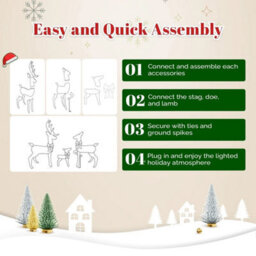 Christmas Reindeer Elk Deer 3Pcs Family Set Outdoor Decorations Xmas Led Lights - thumbnail 4