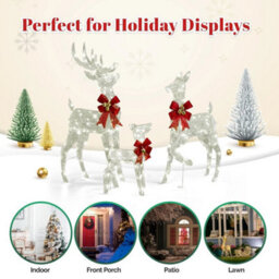 Christmas Reindeer Elk Deer 3Pcs Family Set Outdoor Decorations Xmas Led Lights - thumbnail 7