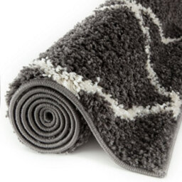 The Rugs Moroccan Shaggy Rugs And Runners Soft  High Pile Dark Grey And Ivory Living Room Kitchen Hallway 740 - thumbnail 5